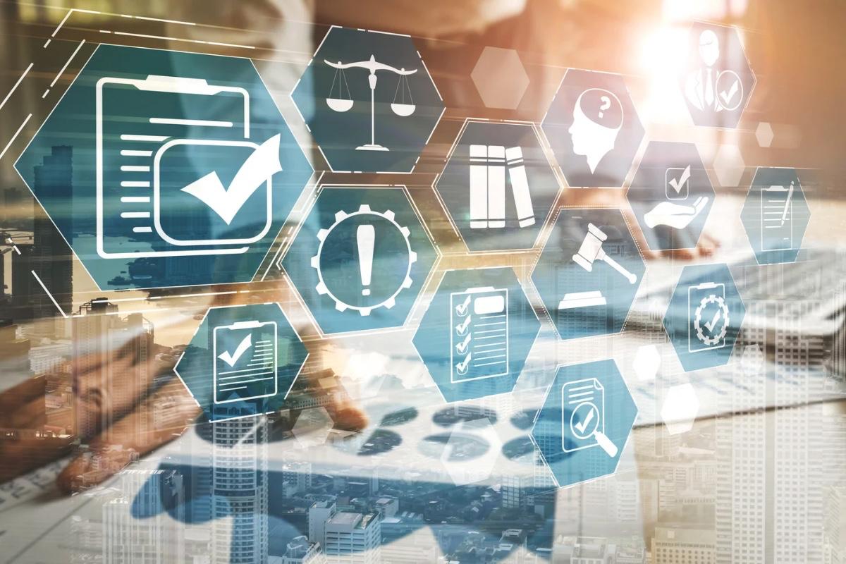 İnsan kaynakları danışmanlığı operasyon ve uyum süreçlerini dış kaynak olarak temsil eden soyut görsel